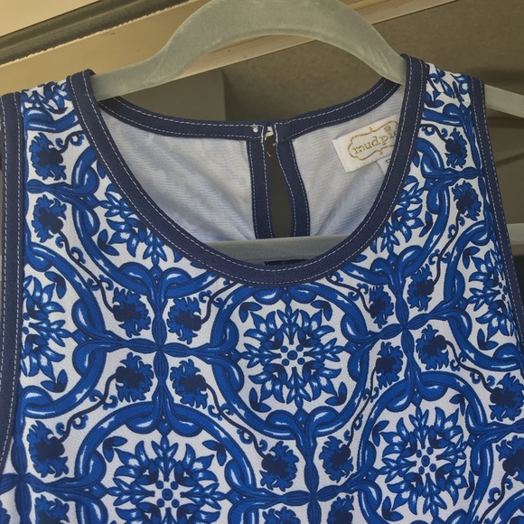 Mud Pie Blue and White Shift Dress - Picture 5 of 8